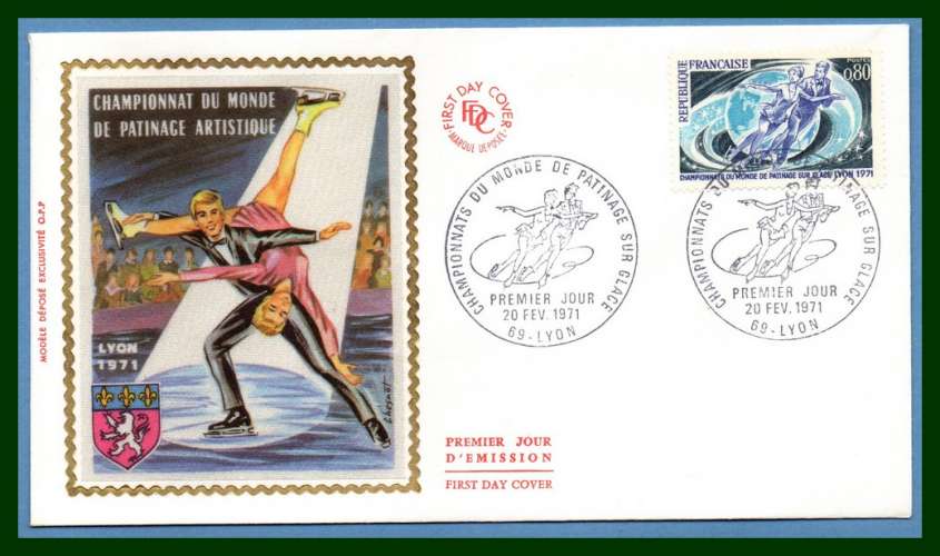 FDC soie Patinage artistique 1971 N° 1665 Lyon