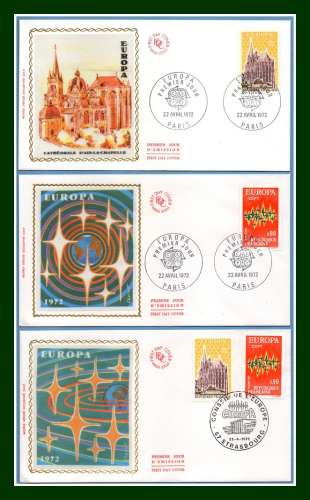 FDC soie Europa 1972 N° 1714 1715 Paris + Strasbourg