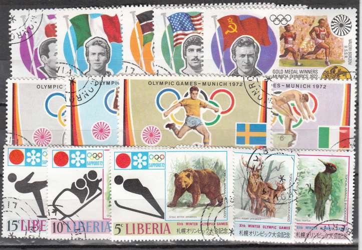 Libéria  petit lot de 14 timbres oblitérés