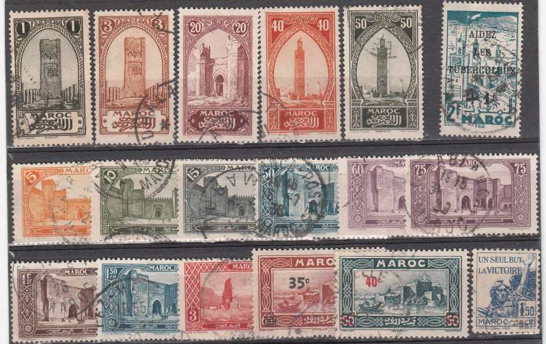 Maroc  petit lot de 18 timbres oblitérés