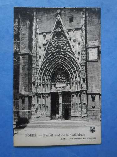 12-RODEZ portail Sud de la cathédrale , dos vert