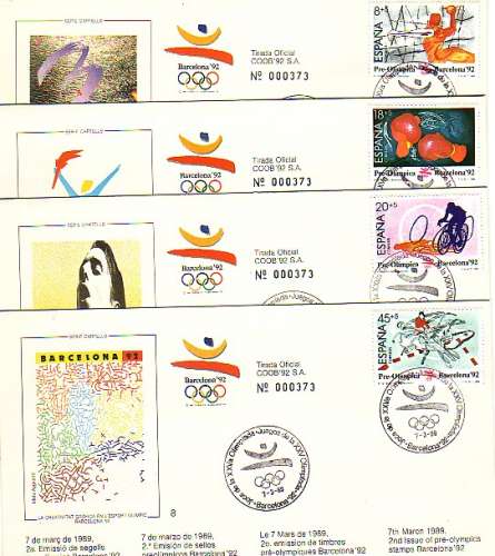 Espagne 1989  série 2610-2613  sur 4 FDC