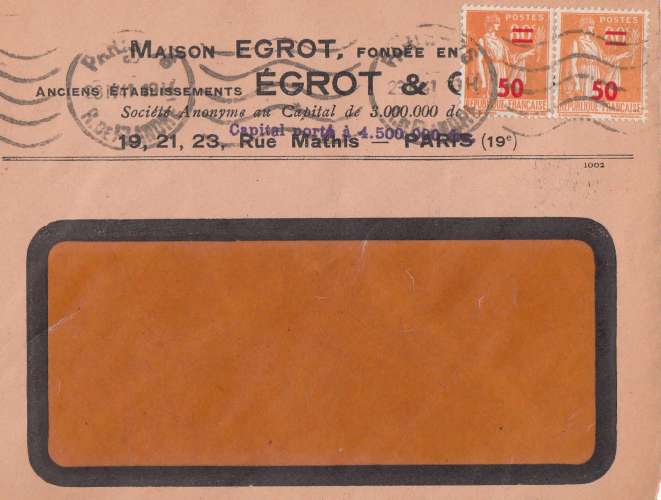 France  1940  Y&T  481x2  sur lettre