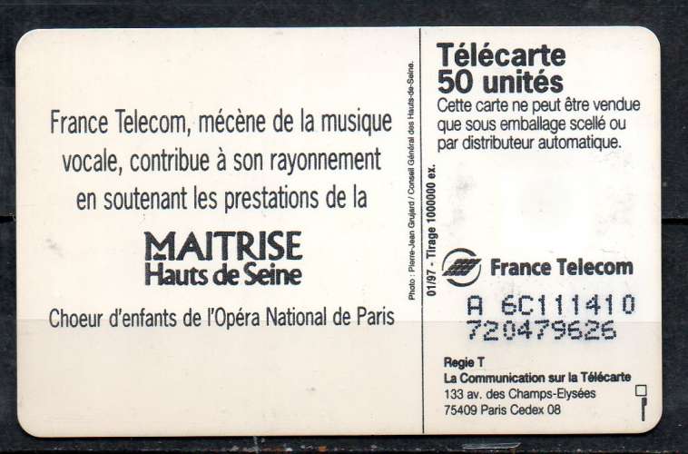 France F713 Musique vocale chorale 50U-SO3 1997