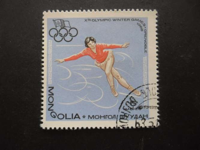 MONGOLIE N°417 jeux olympiques de Grenoble 1968 oblitéré