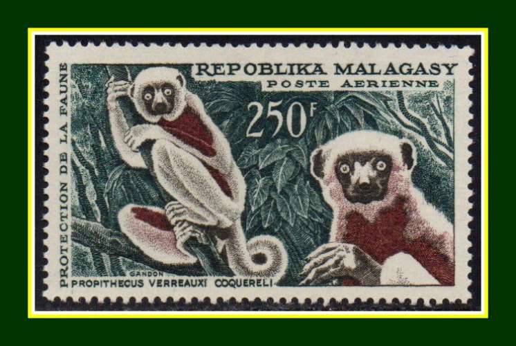 Madagascar N° PA 86 singe Lémuriens * Pont (cote XX )