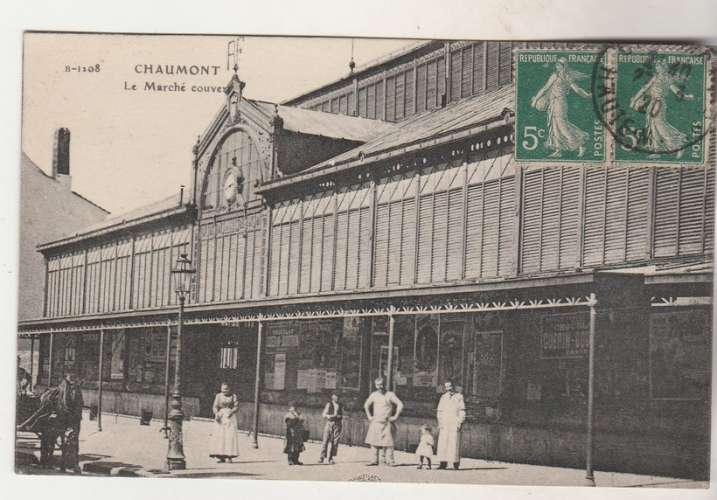 cpa  52 Chaumont Le Marché couvert