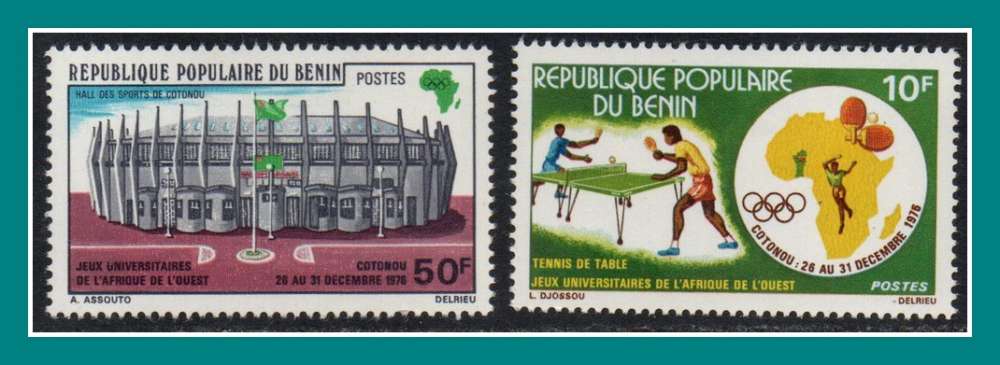 Benin N° 386 387 ** complet  1976 Jeux Africains ping pong ...