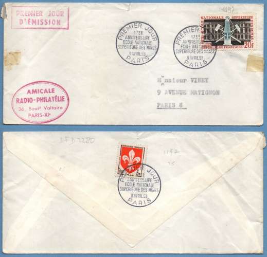 FDC N° 1197 Ecole des Mines 1959 voy