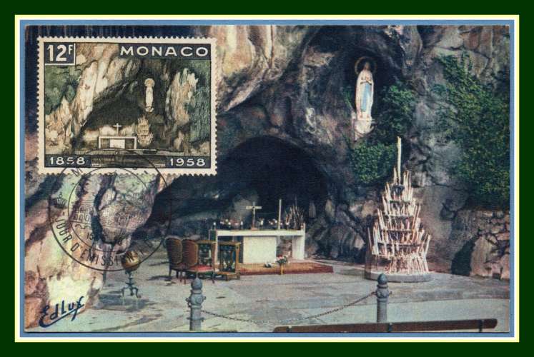 Monaco Carte Maximum N° 498 Apparitions Lourdes 1958 Grotte (EdLux) 