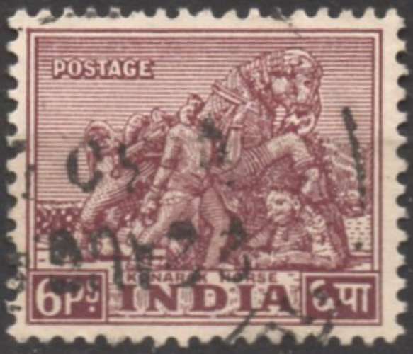 H712N - Y&T n° 8 - oblitéré - Cheval Konarak - 1949 - Inde