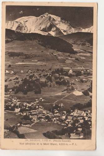 cpsm  74 Megève Vue générale et le Mont-Blanc