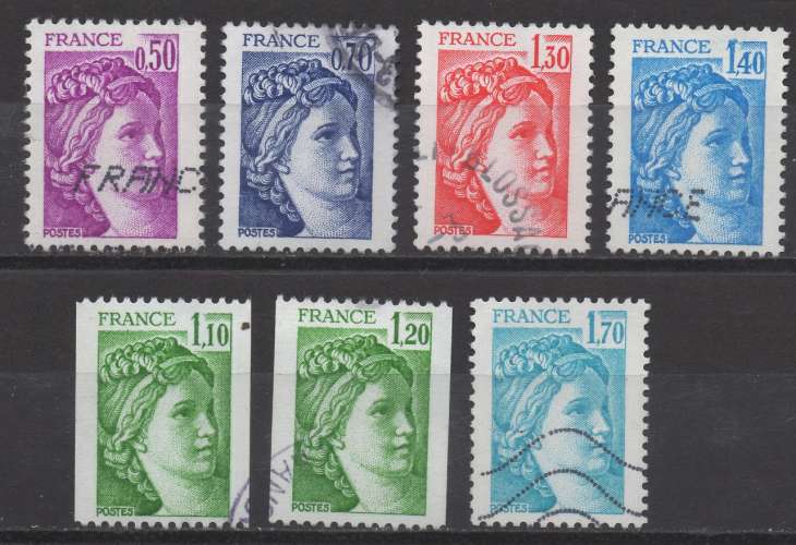 France 1970 - Sabine de Gandon : petit lot de 7 timbres