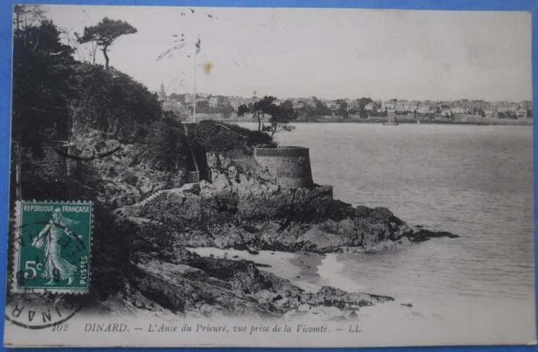 35-DINARD Anse du Prieuré , circulée en 1911 , dos vert