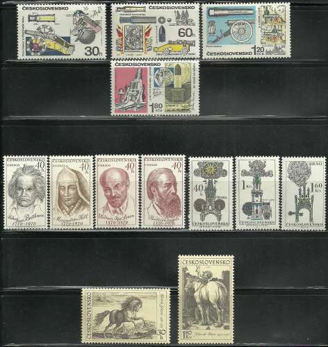 Tchécoslovaquie - Czechoslovakia - Lot timbres neufs ** MNH - Canons - Cheval - Personnalités