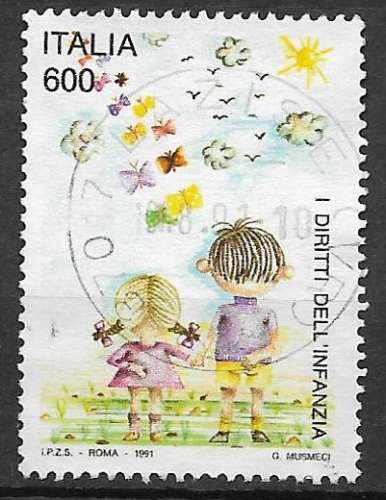 Italie 1991 Y&T 1918 oblitéré - Droits de l'enfant