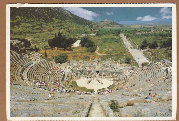 Turquie Hibou Moyen-Duc YT  2883 ( 1998 ) sur CPM Izmir grand Théâtre 