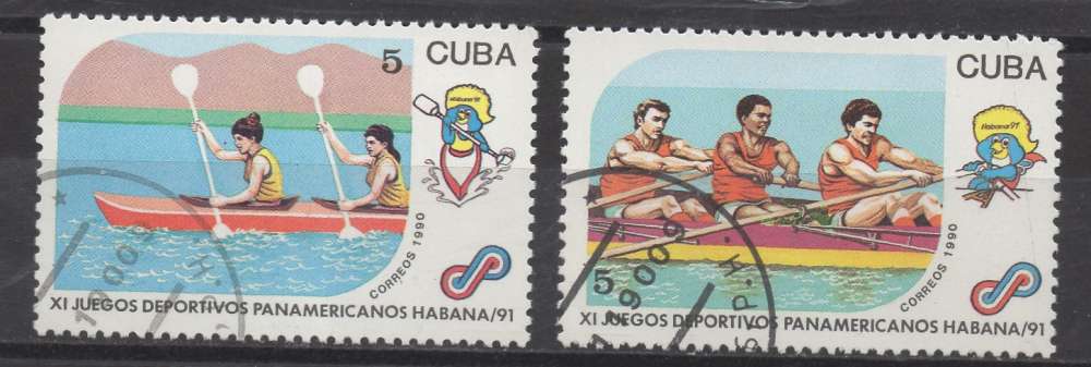 Cuba 1990 - Y & T : 3080, 3084 - Canoë, kayak