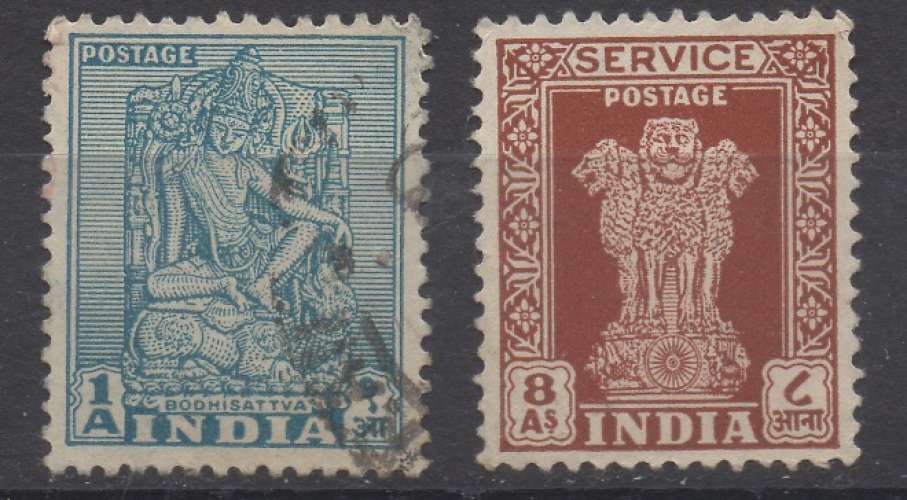 Inde 1950 - Y & T : 059, 231 - Service : statues