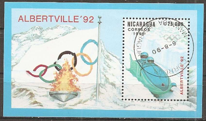  nicaragua ... bloc n° 198  obliteré ... 1990