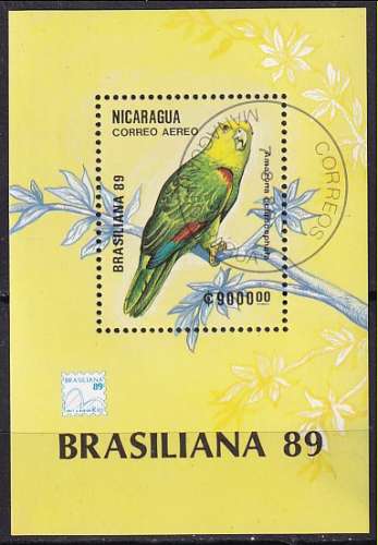 nicaragua ... bloc n° 190  obliteré ... 1989