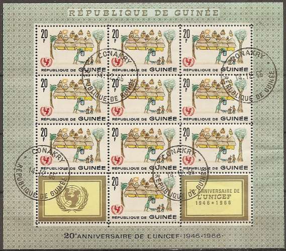  guinée ... feuillet n° 296  obliteré ... 1966