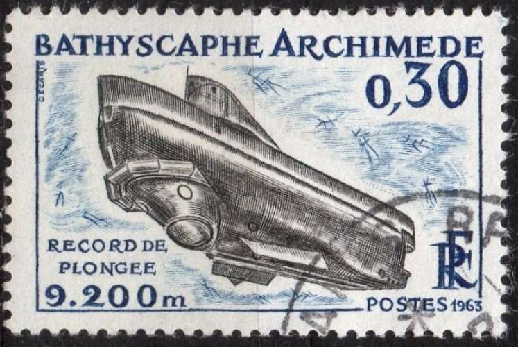 P046 - Y&T n° 1368 - oblitéré - Bathyscaphe Archimède - 1963 - France