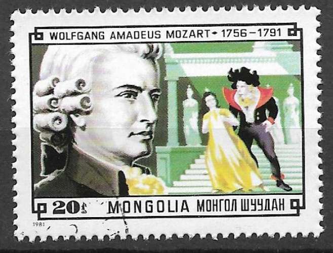 Mongolie 1981 Y&T 1151 oblitéré - Mozart 