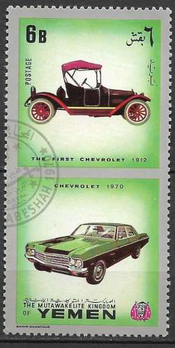 Yemen Timbre oblitéré Chevrolet 1970 et Chevrolet 1912 