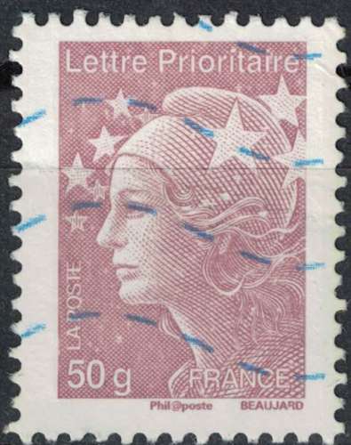 Timbre Oblitéré Used Stamp Lettre prioritaire 50 g France vieux rose FRANCE 2011 vagues