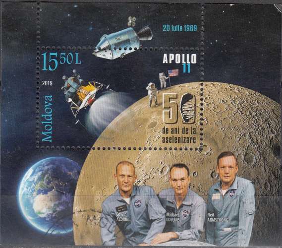 Moldova 2019 Bloc Feuillet Apollo 11 O Cachet rond