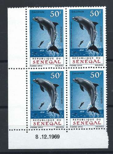 Sénégal N°331** (MNH) Coin daté 8/12/1969 - Faune 