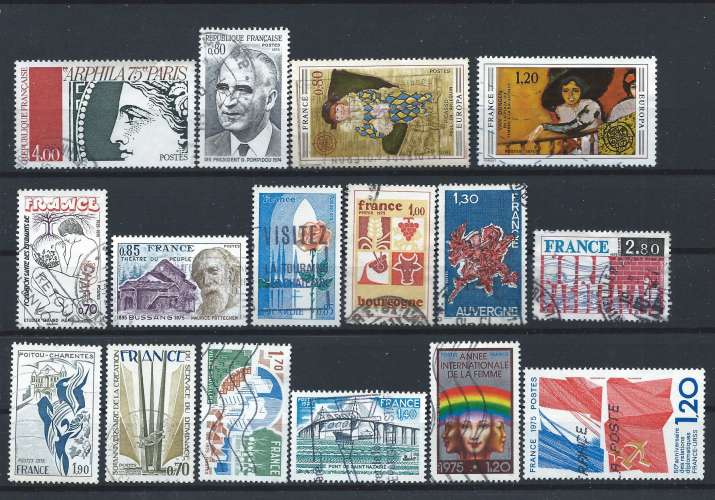 France Lot 16 Timbres Obl (FU) 1975 - (Lot IX)