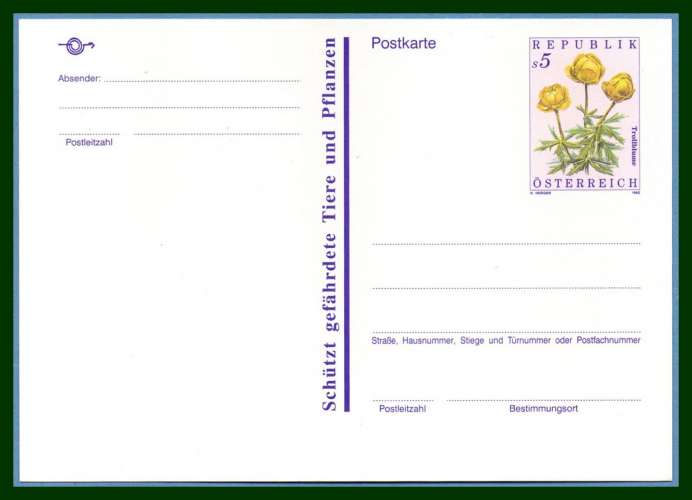 Autriche Entier Postal 1992 neuf Fleur