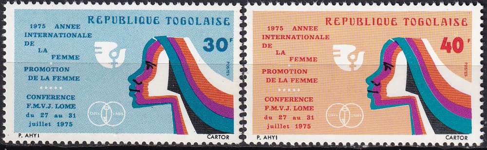 togo ... n° 847/848  neufs**,gomme mate ... 1975