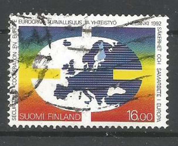 ,Finlande 1992 - YT 1132 - Globe stylisé et carte de l'Europe - cote 4,50