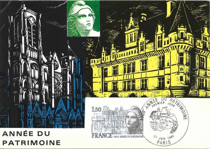 France 1980 - Carte maximum : Y & T : 2092 - Année du Patrimoine