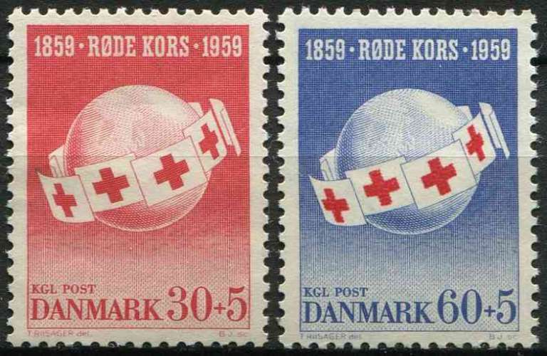 DANEMARK 1959 NEUF** MNH N° 383 384 Croix-Rouge