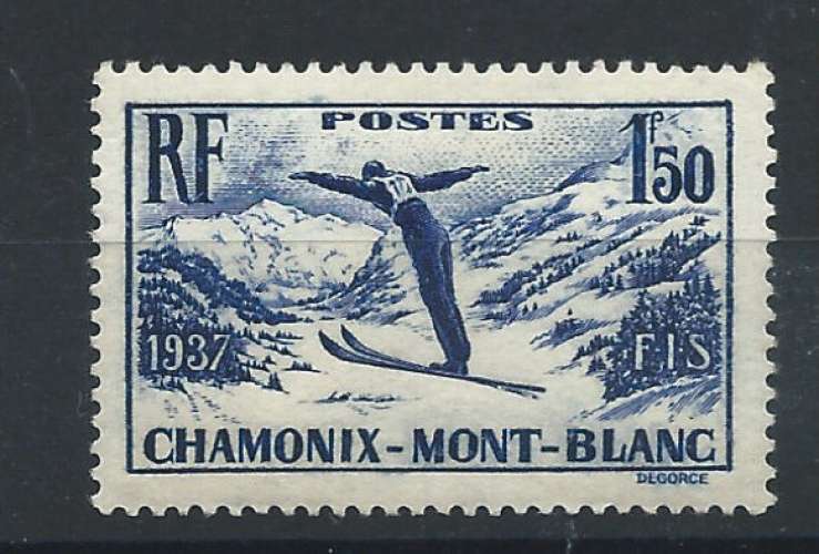 France N°334* (MH) 1937 - Sport 