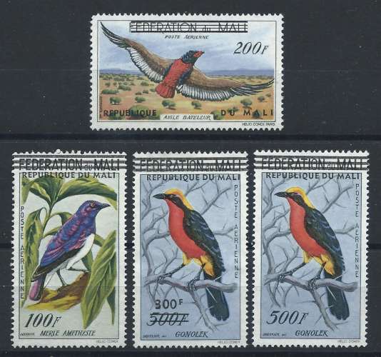 Mali PA N°5/6 (*) (MNG) 1961 surchargé - Oiseaux divers