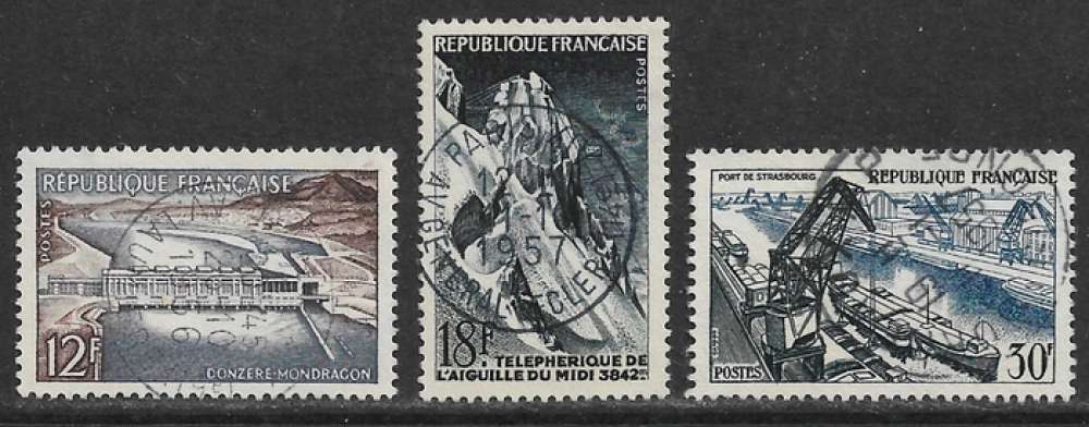 FRANCE 1956  Y&T 1078 , 1079 , 1080 oblitérés - Réalisations techniques