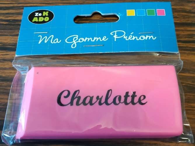 Gomme couleur Rose Ma gomme Prénom Charlotte