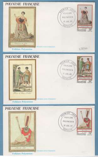 Polynésie FDC N° 216 à 218 complet 1984 Folklore