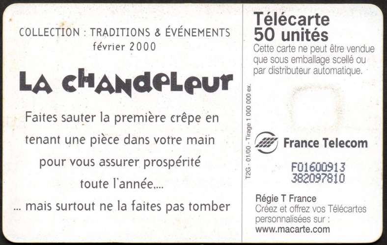 147/810 - Télécarte 50 - 01/00 - La chandeleur