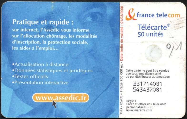 234/081 - Télécarte 50 - 02/03 - Assedic