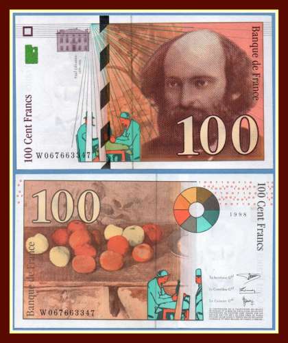 Billet 100 Francs W Cézanne 1998 Neuf