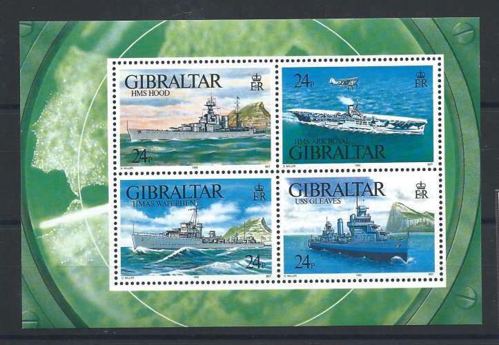 Gibraltar Bloc N°17** (MNH) 1993 - Navires de Guerre