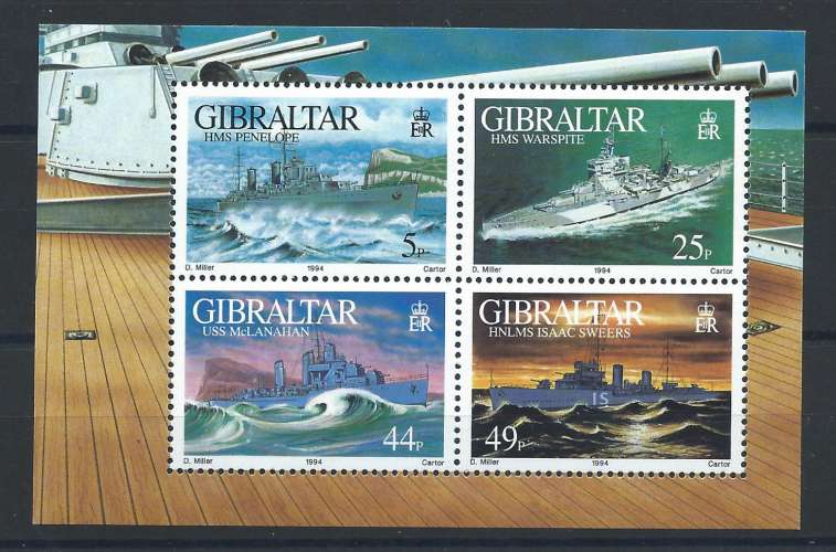 Gibraltar Bloc N°18** (MNH) 1994 - Navires de Guerre