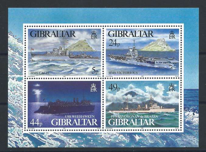 Gibraltar Bloc N°21** (MNH) 1995 - Navires de Guerre