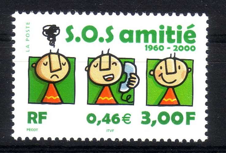 Année 2000 : Y. & T. N° 3356 **  SOS amitiés